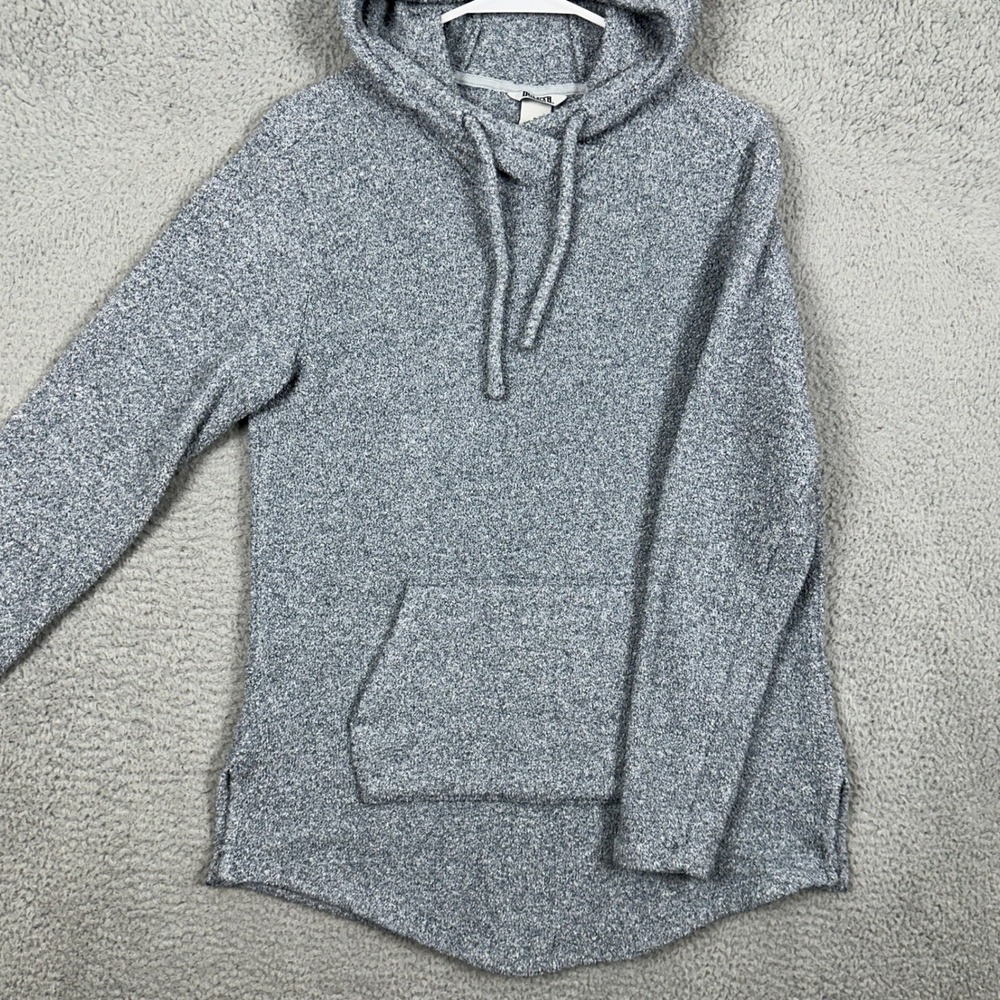Duluth Trading Co. Womens Small Sweatshirt Blue Gray Fleece Hoodie Stretch EUC